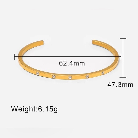 18k Gold Plated Opening Cubic Zirconia Bangle - Picture 4 of 8